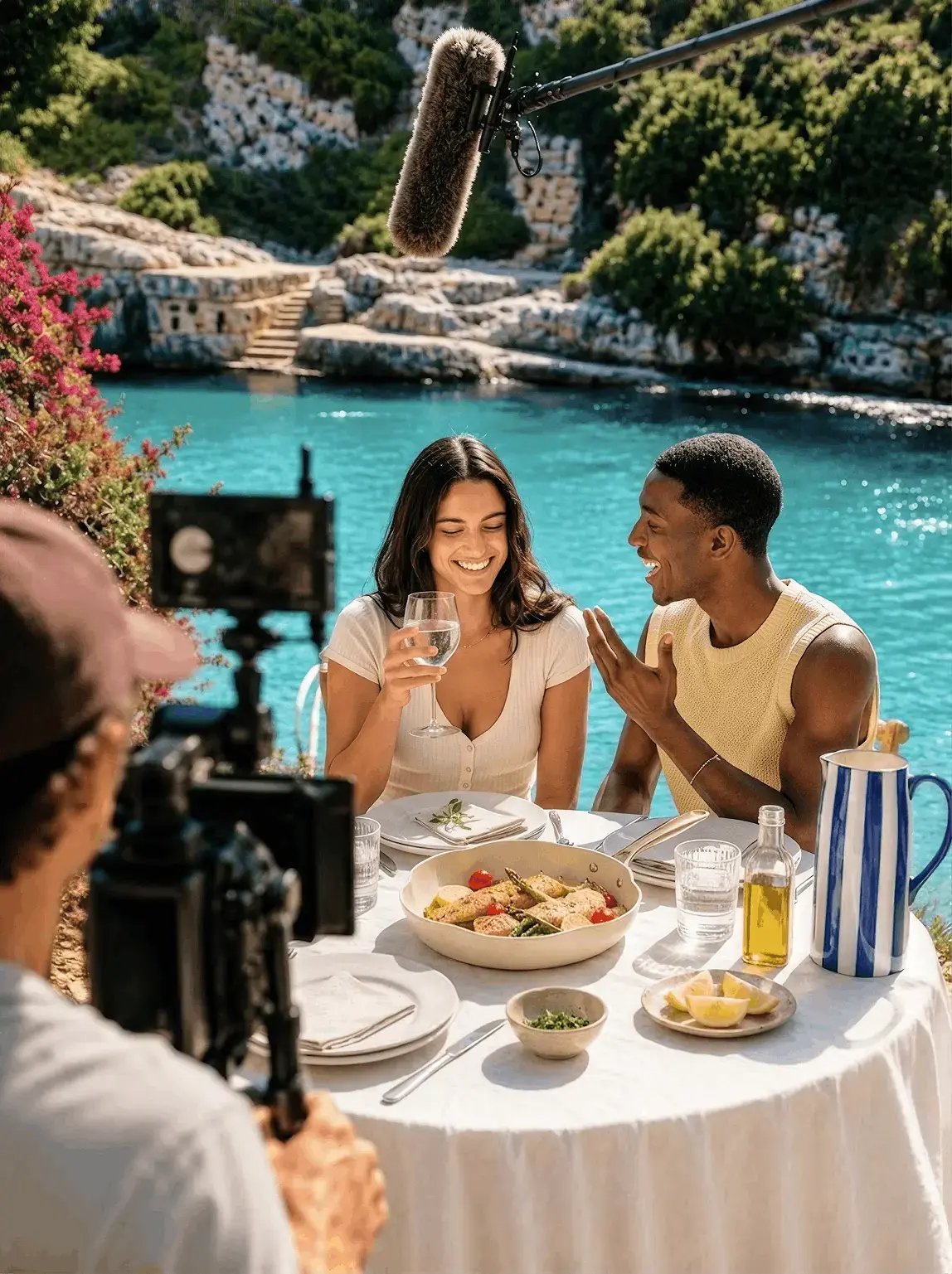 Deux personnes tournent une vidéo promotionnelle