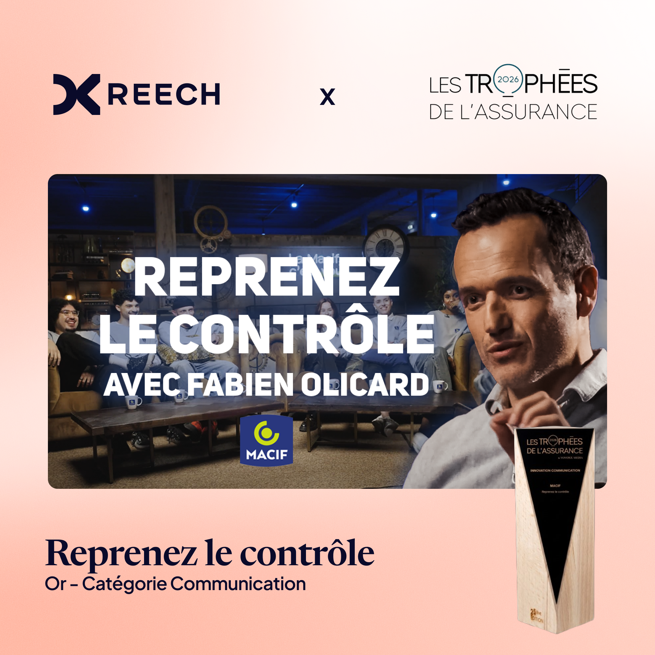 Reech et la MACIF décrochent l'Or aux Trophées de l'Assurance !
