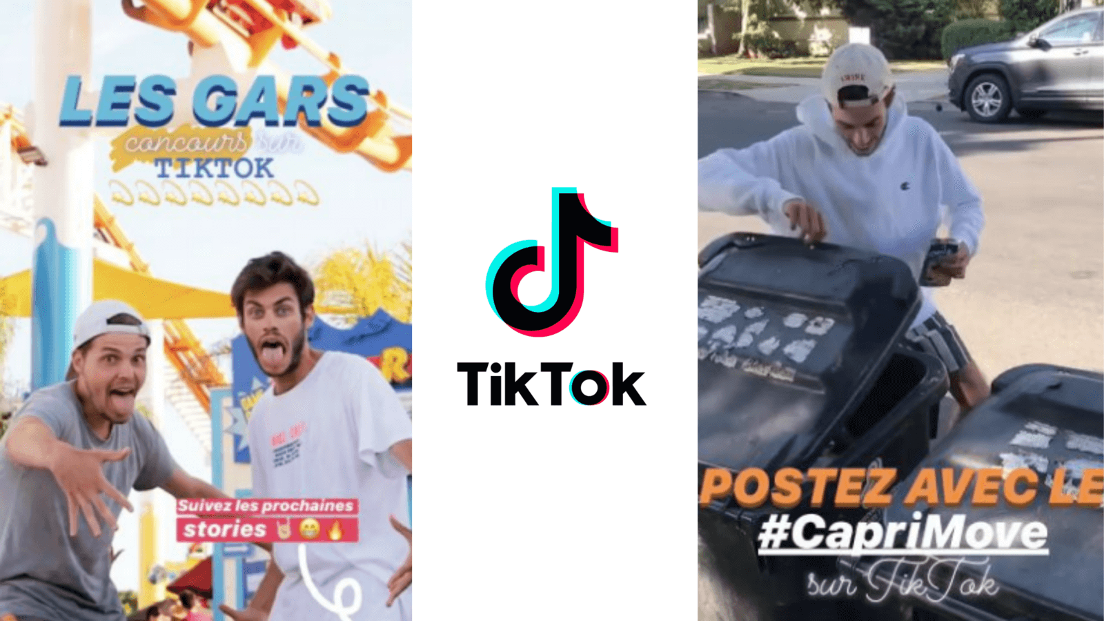 montage avec des photos d'une campagne et le logo de TikTok 