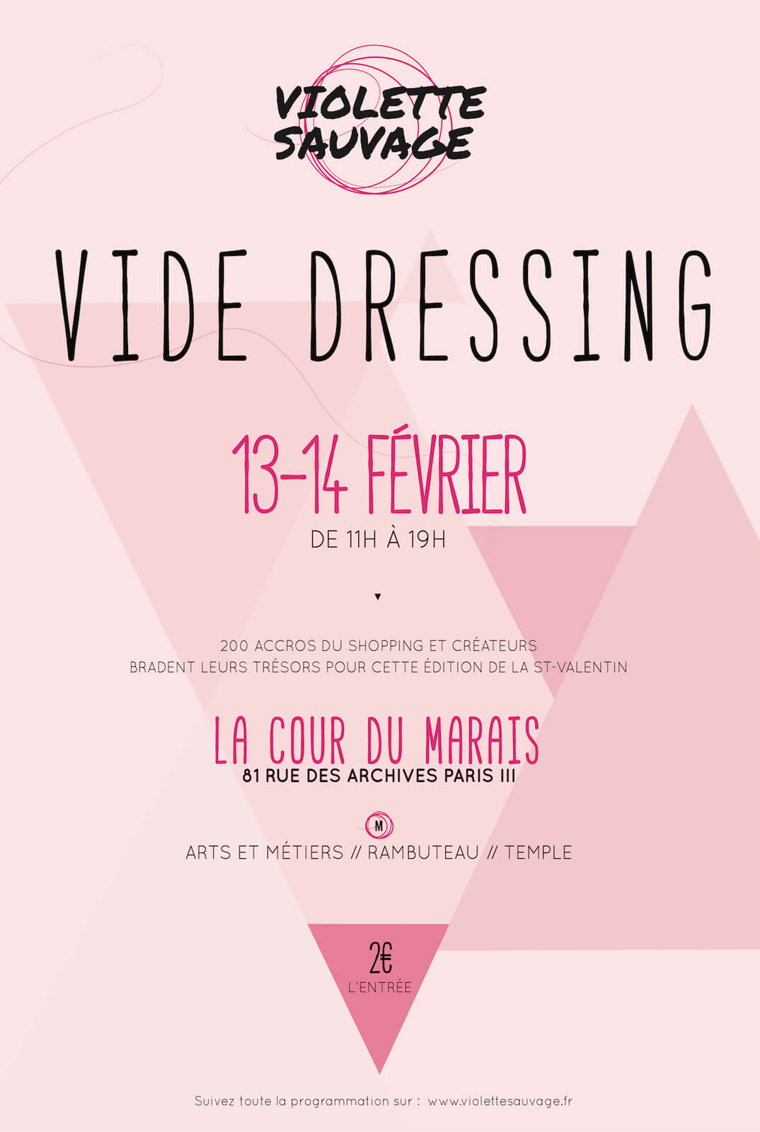 Flyer avec les informations sur le vide dressing de Violette Sauvage